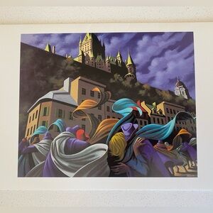 Claude Theberge Art Print "La fete au p'tit Champlain"  9" x 6" - Quebec